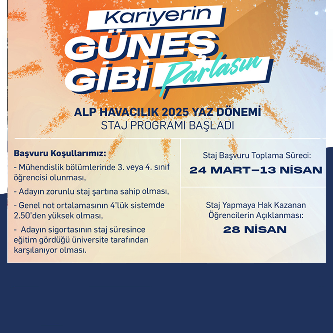 Alp Havacılık 2025 Yaz Dönemi Staj Programı Başvuruları Başladı